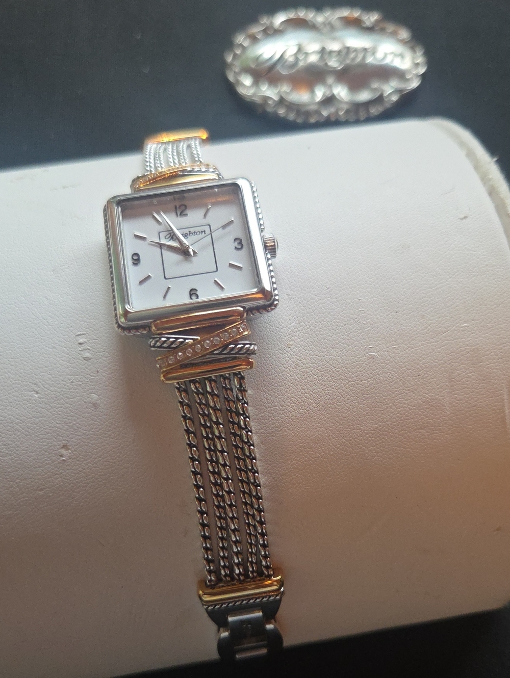 Brighton Two-Tone Silver and Gold Square Dial Bracelet Watch